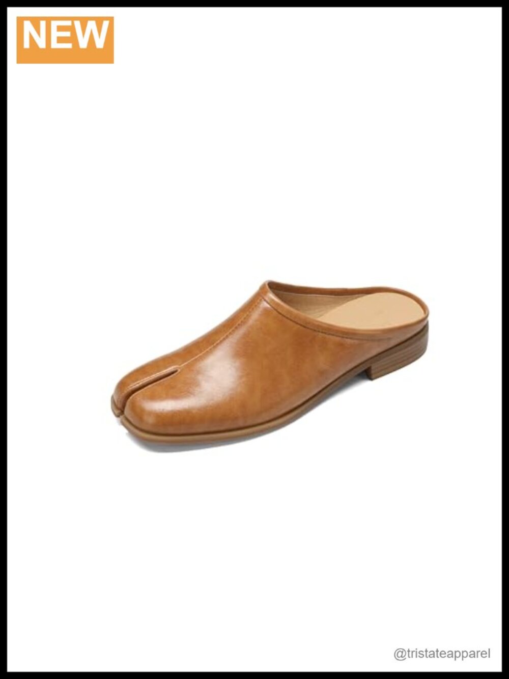 Split Toe Mules Faux Leather Tabi Flats Backless Slip On Shoes